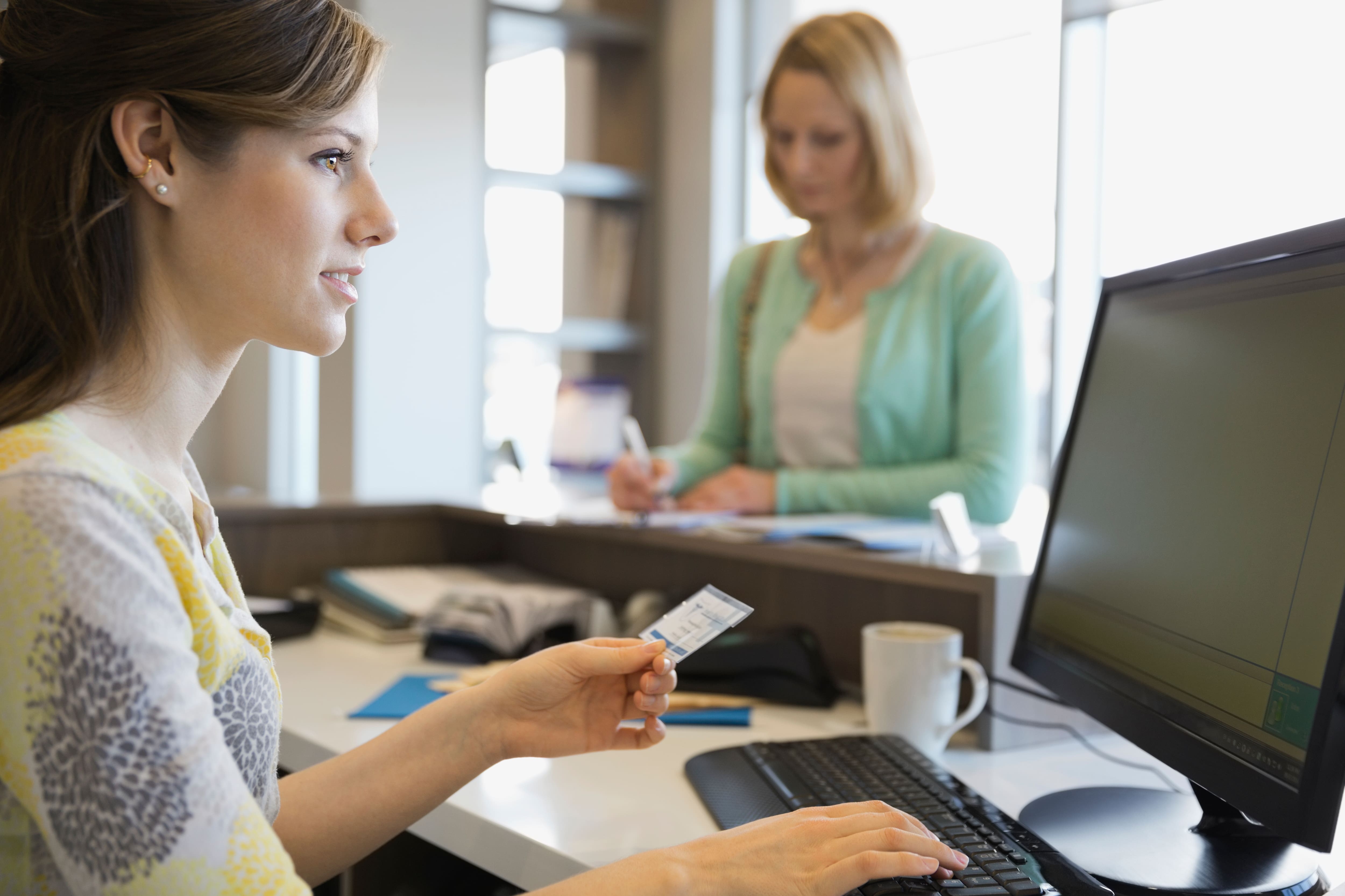 woman working with laptop at modern office